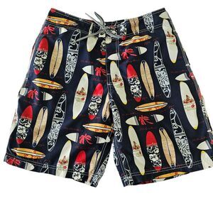 Nautica Men's Board Shorts Swim Trunks Aloha Hawaiian Tropical Surfboards 32